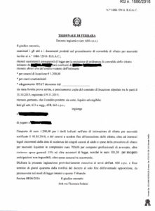 Decreto ingiuntivo Tribunale di Ferrara